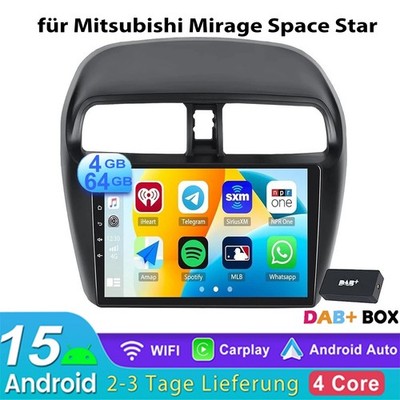 DAB+ 4+64GB Android 15 Autoradio Carplay GPS BT Für Mitsubishi Mirage Space Star