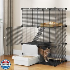 3-Level Cat Cage with Litter Box: DIY Indoor Kitten Enclosure, Sp