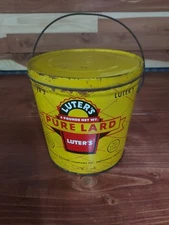 Vintage Luter's Pure Lard Tin Bucket ,4 lbs