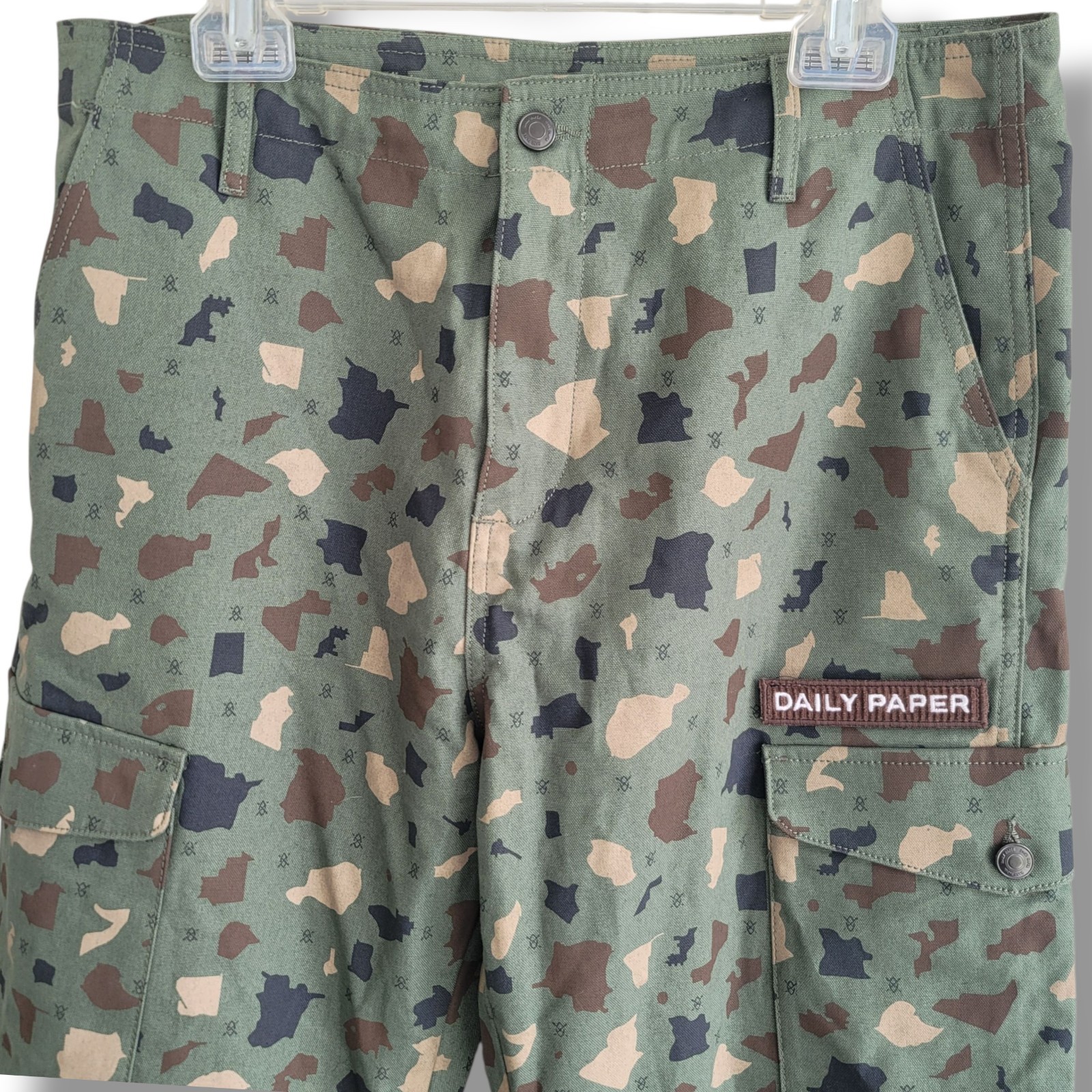 Daily Paper Men's Green Camo Cargo Pants Large NWOT image 4