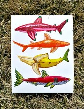 Fruit Shark Art Print 11 x8 Wall/Home Decor