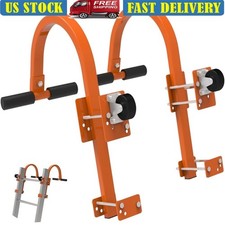 Heavy Duty Roof Ladder Hooks Steel Stabilizer W/ Wheel Rubber Grip T-Bar 2 Pack