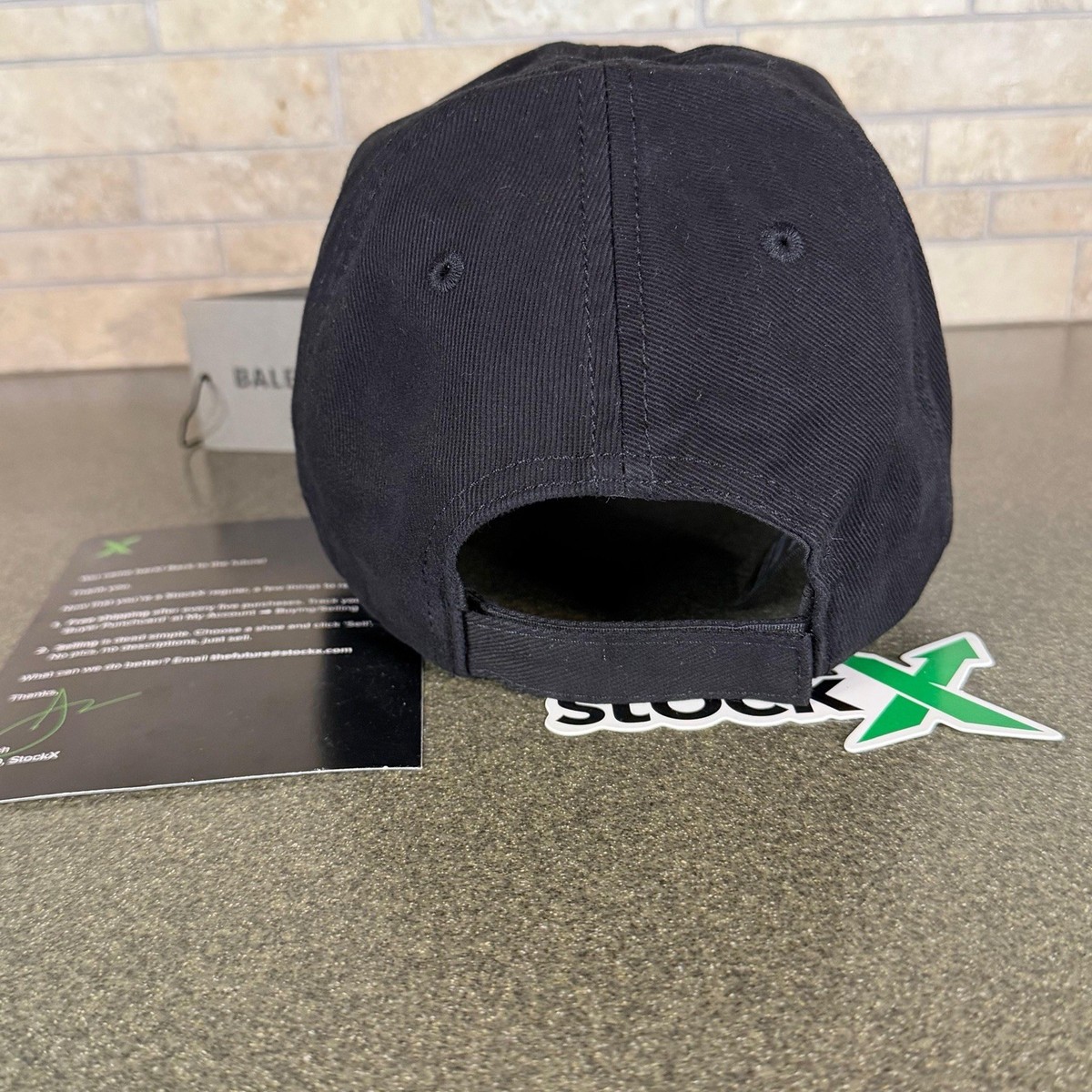 Balenciaga Paris Adjustable Strap Black BB Logo White Baseball Cap