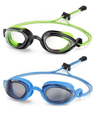 2 Pack Racing Swim Goggles with Bungee Strap, No Leaking Kids Swimming Goggle...