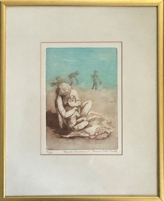Gerahmter Monotypie Druck von Frances Seba Smith - Beach Madonna Limited Edition 3/50