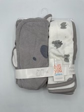 Carters Just One You Baby 2pk Koala Bear Bath Towel Set Gray White 29x29