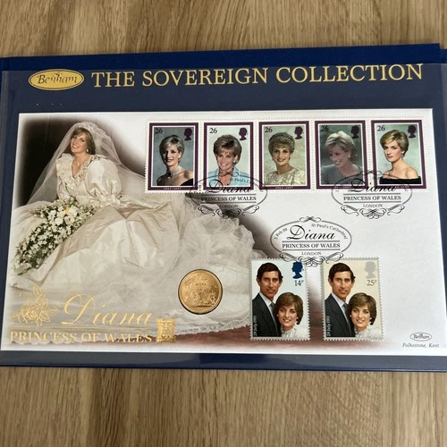 GOLD SOVEREIGN DIANA PRINCESS OF WALES SOVEREIGN COIN & STAMP SET (330)
