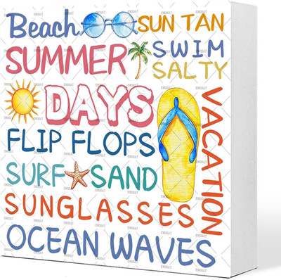 Summer Room Decor,  Summer Days Rustic Wood Box Signs Blocks, Beach House Decor