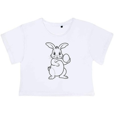 ''Osterhase mit Ei'' Damen Baumwolle Crop Tops (CO062985)