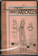 5600 Vintage McCalls SEWING Pattern Girls 1970s Jumpsuit Culottes UNCUT 8 OOP