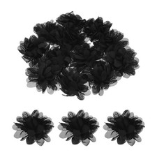 12pcs, Chiffon Flowers 3 Inch Black Artificial Fabric Flowers for Crafts