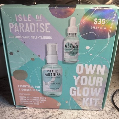 Isle of Paradise Own Your Glow Kit Medium Self-Tanning Drops Water Mitt Set