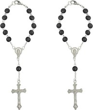 2PCS Black Car Rosary Cross Charm for Rearview Mirror, Universal Color: Black