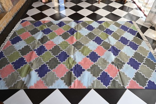 Rugmoda Multicolor Geometrisch Box Panja Webstuhl Baumwollteppich - 5x8 Fuß - Bild 1 von 7