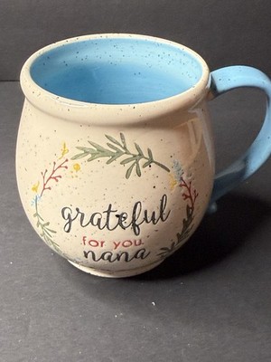 Tag Nana Mug  Grateful For You Nana  Blue Interior Speckled Coffee Cup Gift
