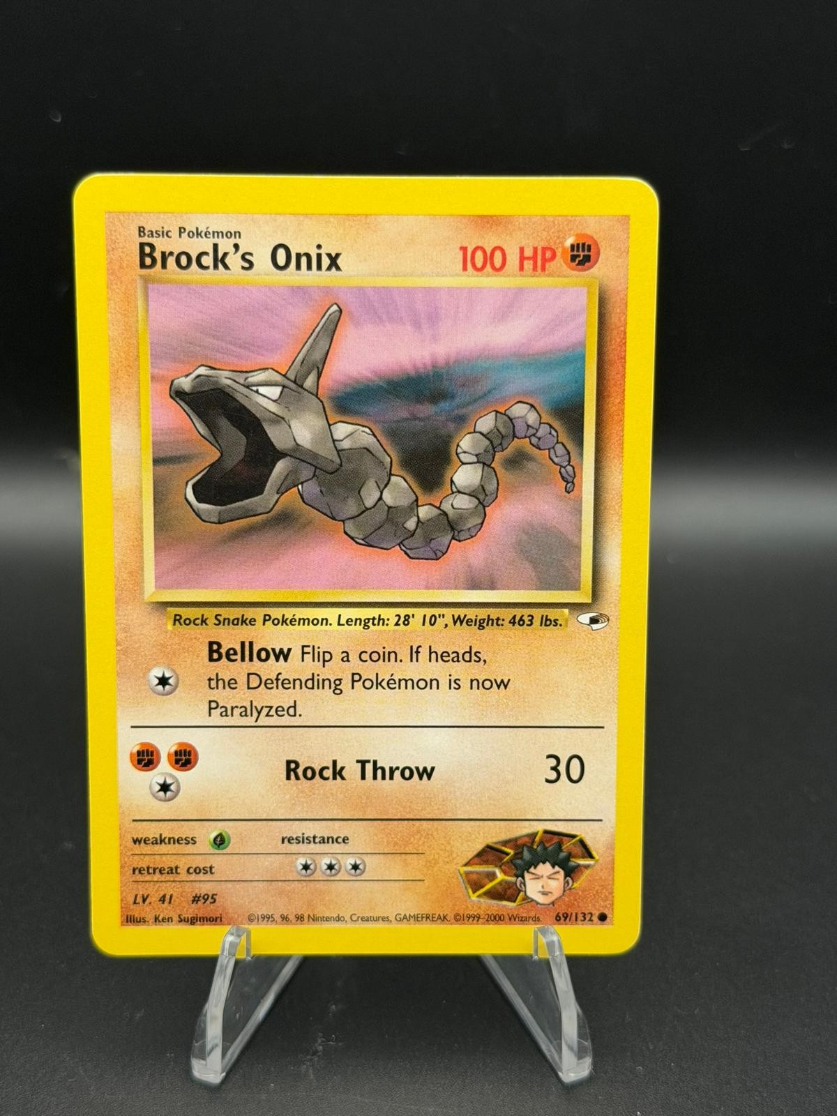 Brock's Onix 69/132 Common Gym Heroes Pokemon Unlimited Moderately Played