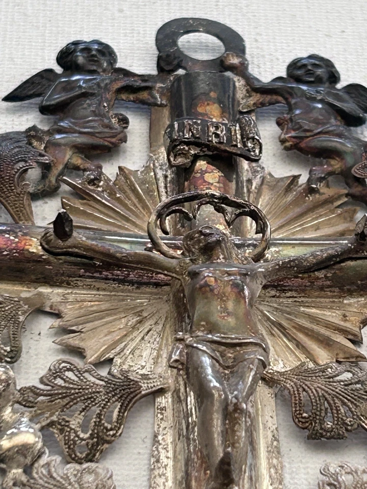 Crocifisso Antico In Argento Filigrana Epoca 800 - Immagine 4 di 4