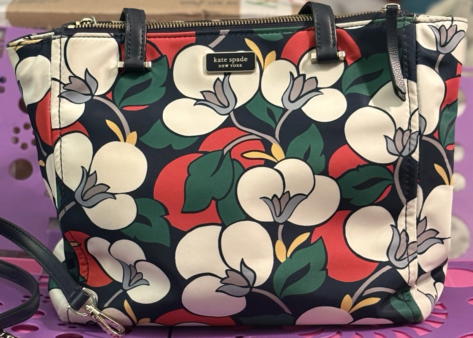 Kate Spade Dawn Breezy Floral Satchel Shoulder Bag Organizer Convertible Crossbo