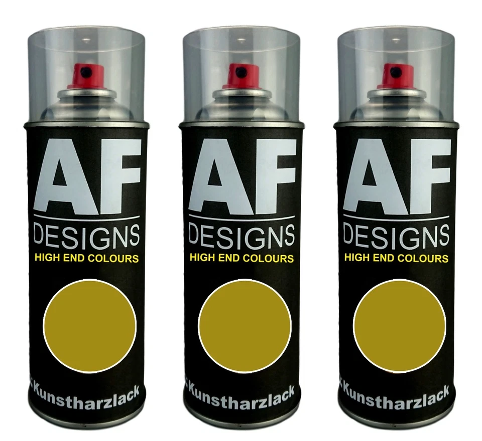 ALEX FLITTNER DESIGNS 3x Kunstharz Lackspray Buntlack Spraydose RAL1027 CURRYGELB glänzend matt