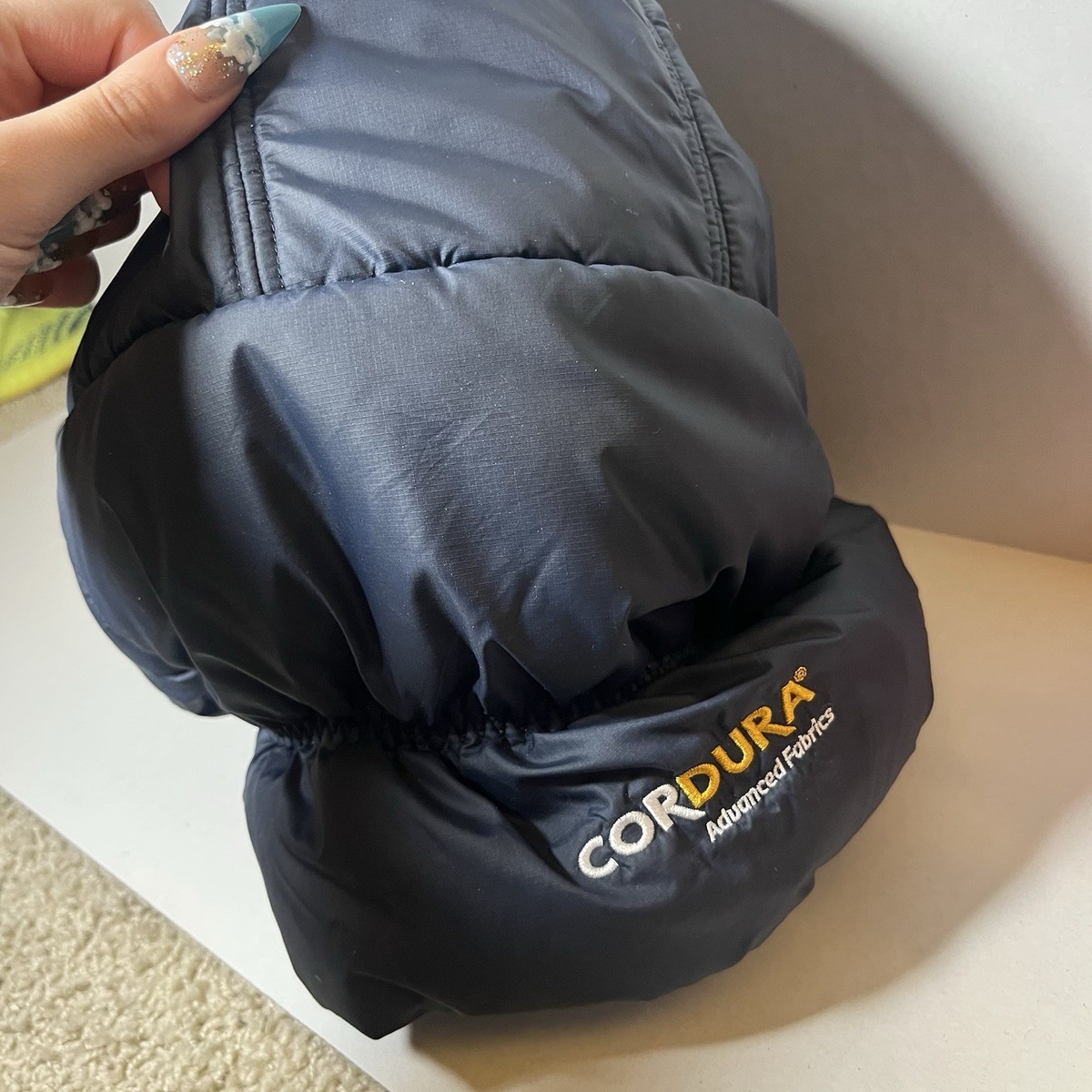 Supreme NY Cordura Navy Blue Puffer Big Logo Balaclava Hat