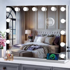 Hollywood Vanity Mirror with Lights, 15 Bulbs 23 x 18 Inch Makeup Mirror with...