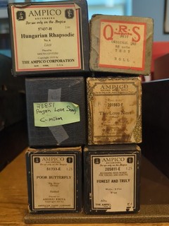 Lotto 5 Rotoli Pianoforte Riproduzione Ampico Vintage e QRS Test Roll Originali