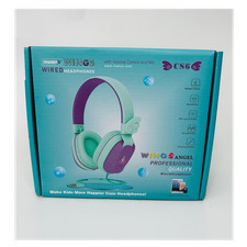 Riwbox CS6 Angel Wings Wired Kids Headphones 3.5mm Mic Purple Green