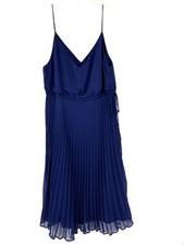 NWT ASOS 16 Tall Pleated Cami Midi Dress Drawstring Waist Navy