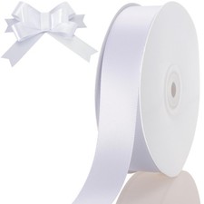 1 Inch x 50 Yards White Polyester Satin Ribbon Gift Wrapping Craft Wedding Lei