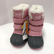 Pink Gray Winter Boots with Faux Fur Toddler Girls Size 7 Thermalite NEW