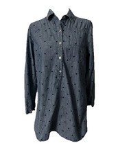 Gap 100% Cotton Chambray Shirt Dress Small Casual Polkadot Comfy Fall