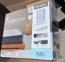 Intex Comfort Deluxe Dura-Beam Plush Air Mattress Bed with Built-In Pump - Full