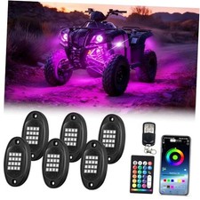 Segmented RGB LED Rock Lights Kit for ATV UTV 4 Wheeler Can-Am SXS RZR 6Pods
