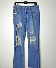 Levi's Vintage 501 Big E Distressed Denim Jeans Thrashed Button Fly Sz 28x30