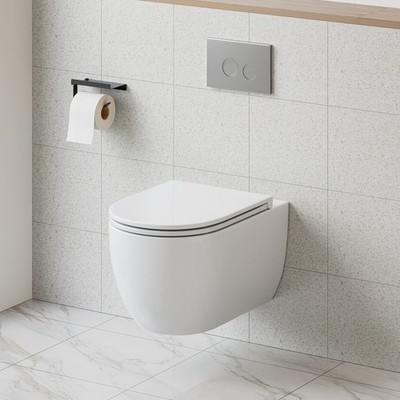 Horow Hänge-WC aus Keramik,spülrandloses Toilette mit Softclose-Toiletten-Deckel