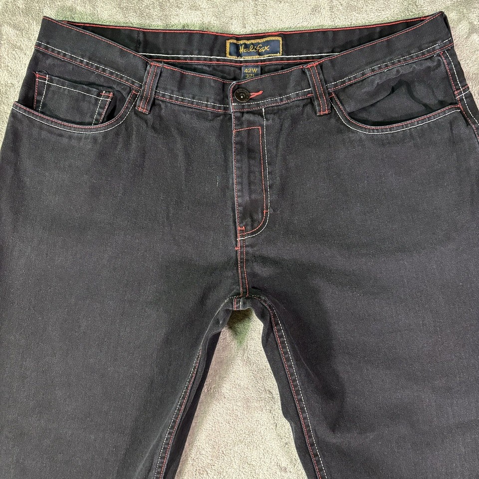 Vtg Halifax Jeans 42x32 Black Skater Baggy Y2K Loose Southpole Style