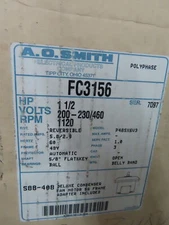 AO SMITH MOTOR FC3156 P48SX6V3 1.5HP 1120RPM 200-230/460V 3PH REVERSIBLE W/CONDE
