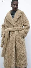 Cappotto lungo in pile 100% autentico ZARA finto shearling Teddy $189 + tasse taglia: M