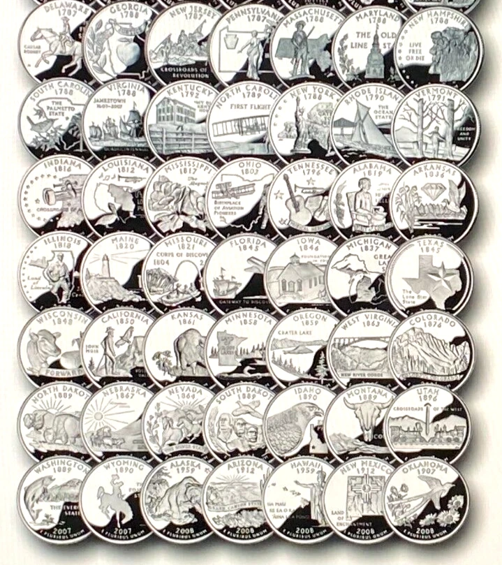 Uncirculated Uncertified 50 State Set US State Quarters (1999-2008