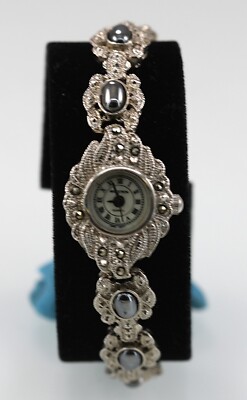 Majestron mother of pearl Quartz Silver Watch Vintage Majestron Quartz Oval Mother of Pearl Ladies  main image 2