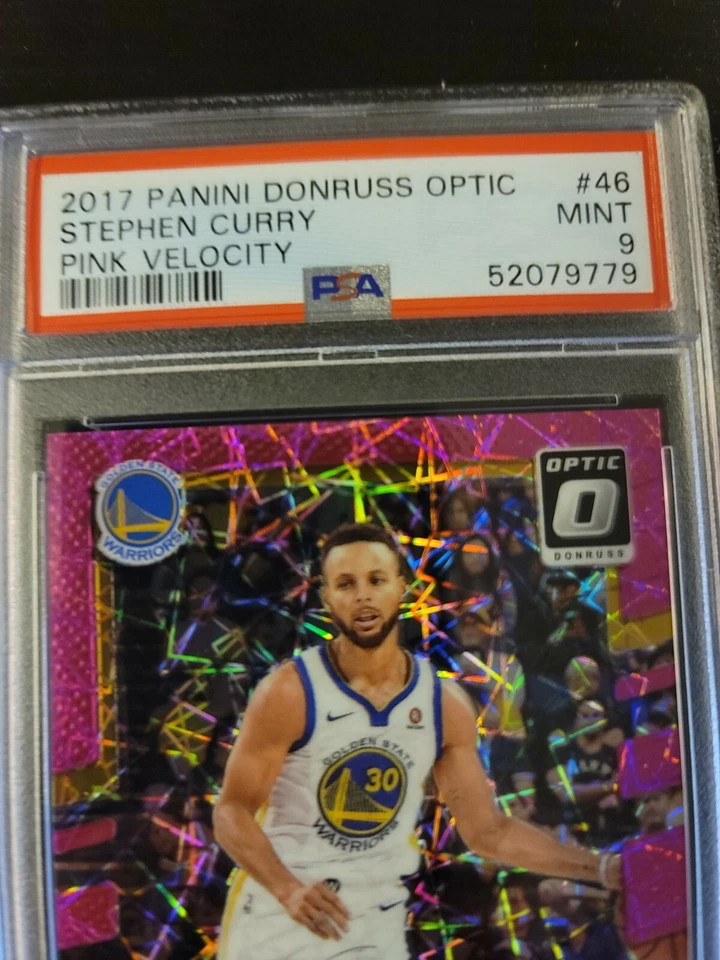 2017-18 Panini Donruss Optic Pink Velocity Stephen Curry 40/79 PSA 9 Mint - Image 2 of 4