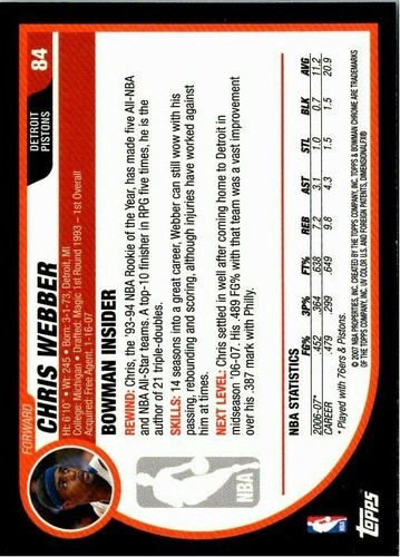 2007-08 Bowman Chrome Basketball -Pick Choose Your Cards  - Picture 85 of 117