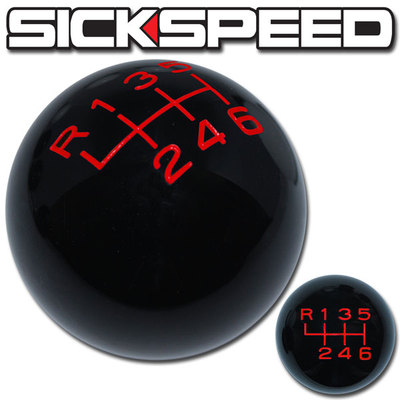 BLACK/RED VINTAGE SHIFT KNOB FOR 6 SPEED SHORT THROW SELECTOR UN2 KIT K48