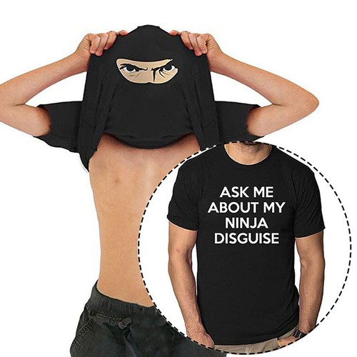 Ask Me About My Ninja Disguise T-Shirt- Funny Fancy Dress Eyes Flip Unisex Top - Picture 22 of 131
