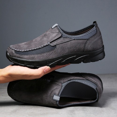 MENS LEATHER SLIP ON WALKING SHOES DRIVING MOCCASIN COMFORT CASUAL TRAINERS SIZE - Picture 13 of 78