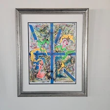 Modern Abstract Mixed Media Framed Signed Large Wall Art