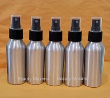 *PACK OF 5* Refillable Bottles 3.4 oz 100 ml Aluminum Fine Mist Spray Bottle 