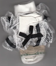 Lace Socks, Girls, White W/Black Ribbon, By Two Feet Ahead, 3-4, New
