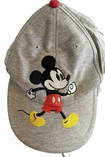 Disney Child's Baseball Hat Mickey Mouse Gray 100 Cotton OSFM Adjustable Cap