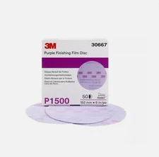 For 3M 30667 (Lot Of 4 Boxes) Purple Finishing Film Hookit Disc 6 inch P1500